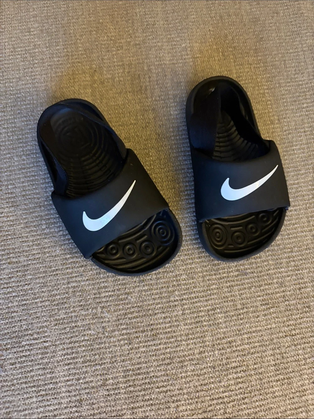 Nike Black Kids Slide Sandals with White Swoosh